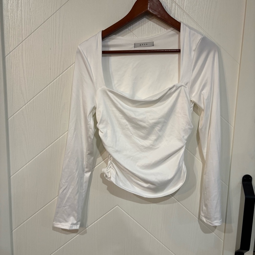 Gaze White Long Sleeve Top Size M‎ slouchy sides